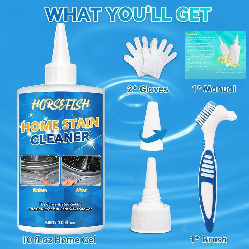 HORSEFISH TOOL Washing Machine Cleaner, 10 Fl Oz Household Home Remover Gel for Washing Machine, Refrigerator Strips, Cleaner For Tiles Grout Sealant Bathroom Cleaning Home Kitchen Sinks Cleaning Grout Cleaner - Image 5